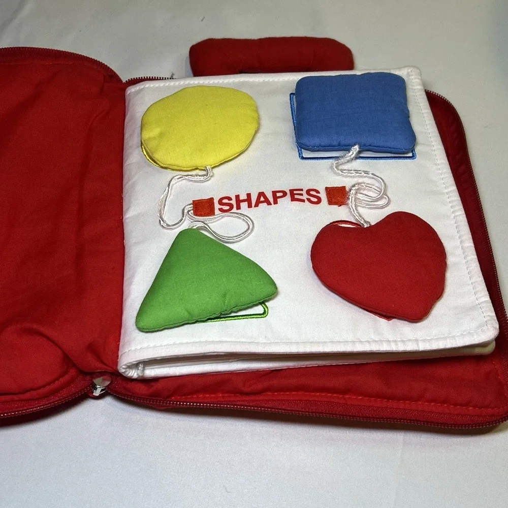 DEMOCA Red My Quiet Book Soft with‎ Carrying Handle Basic Fine Motor Skills EUC